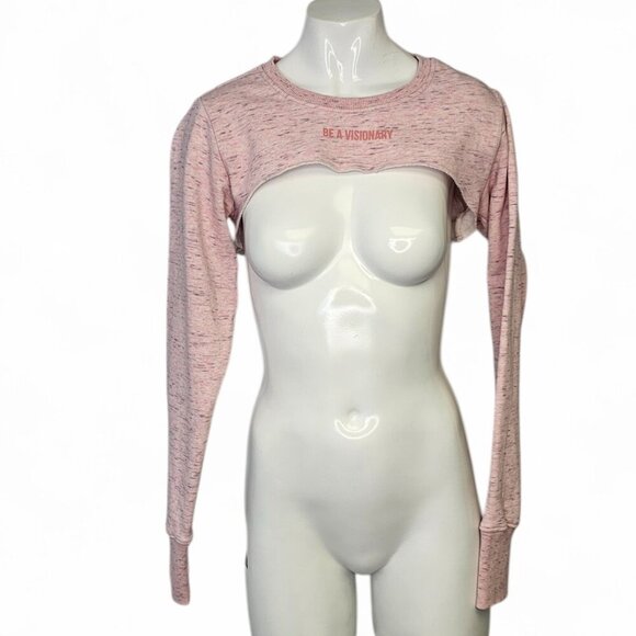 Gymshark Womens Super Cropped Pullover Sweater, Bolero, Pink, Heathered, Small - Picture 1 of 6